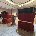 Modern Luxury Sofa Set with Multi-Process Quilted Craftsmanship, High-Gloss Natural Wood Veneer & Gold Stainless Steel Accents